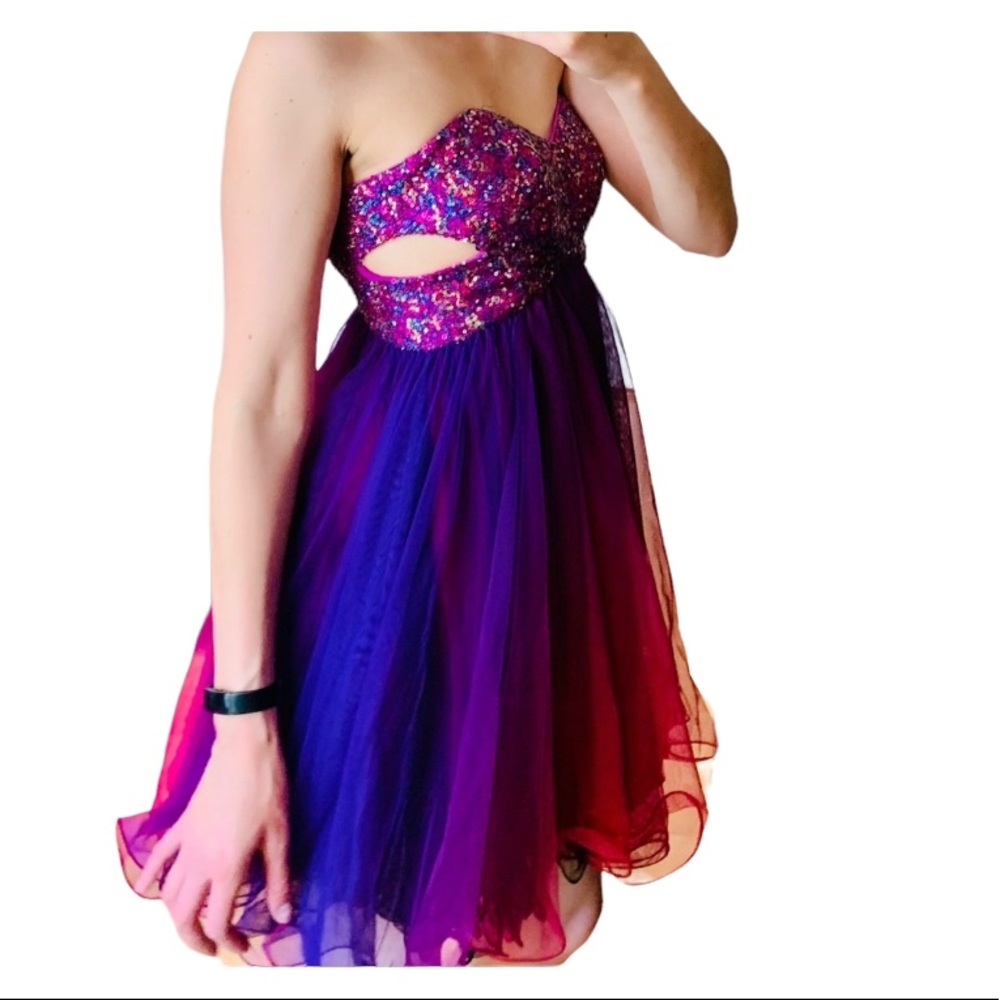 Strapless ombré sequence dress